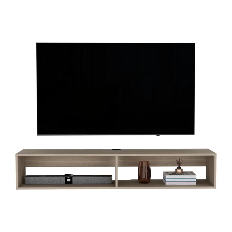 Modern TV Console Wall Mounted 59" Floating Media Stand with Shelves and Cable Management - 10.4”H x 59.1”W x 12.6”D