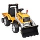 preview thumbnail 1 of 27, 12V Electric Ride-On Tractor for Kids with Trailer, Remote Control, Adjustable Seat Belt, Music Player - Ideal Gift for kids Yellow