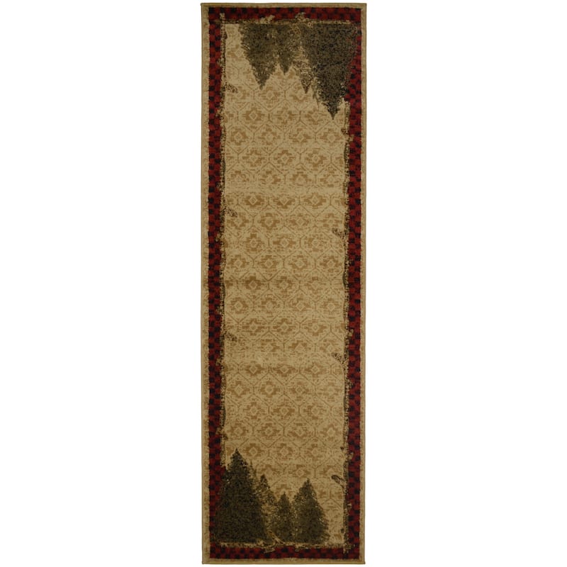American Destination Forest Woods Lodge Cabin Area Rug - 2'3" x 7'7" - Beige