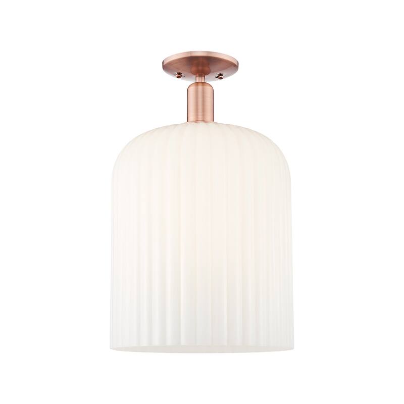 Innovations Lighting 716-1C-19-12 Bridal Veil Semi-Flush Bridal Veil - Antique Copper / Gloss White