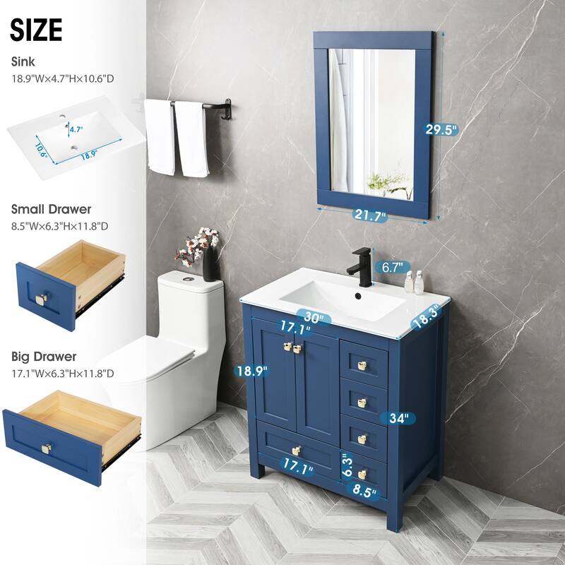 Bathroom Vanity Set W/Drop in Sink Faucet Cabinet Combo