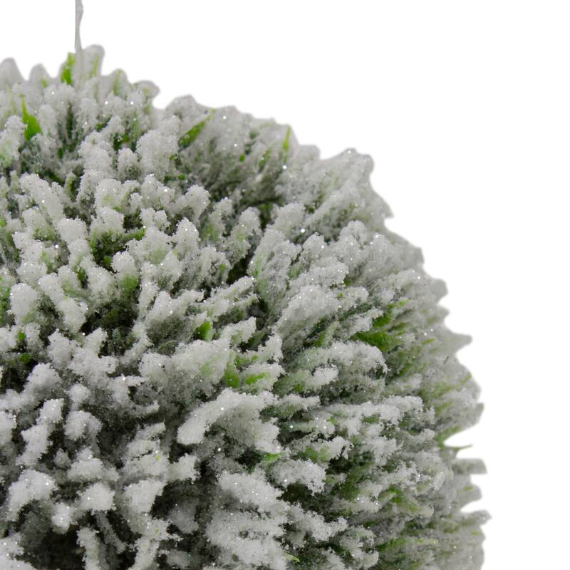 6" White and Green Frosted Pine Christmas Ornament