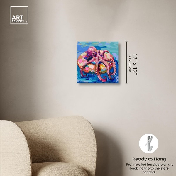 dimension image slide 1 of 6, Pool Floatie Octopus Canvas Trendy Animal Art by Art Remedy, Gallery Wrapped