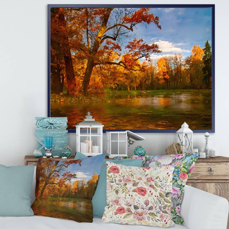 Designart "Quiet and Silent Autumn" Landscape Art Print Framed Canvas