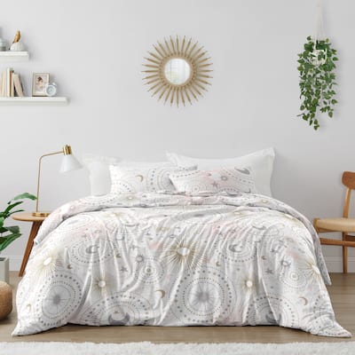Sweet Jojo Designs Pink, Gold, and Grey Star and Moon Celestial Collection Girl 3-piece Full / Queen-size Comforter Set