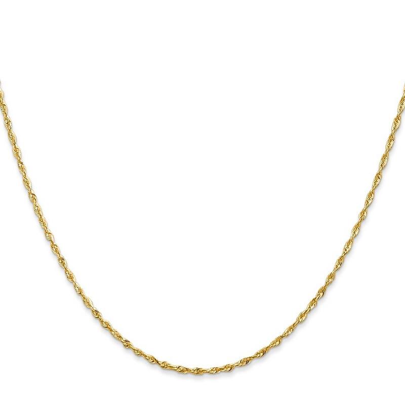 Curata 10k Yellow Gold Solid 1.5mm Diamond-cut Light Rope Chain Necklace (Lobster) Options 16 18 20 24