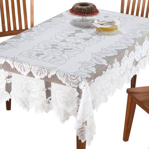 White Floral Lace Tablecloth