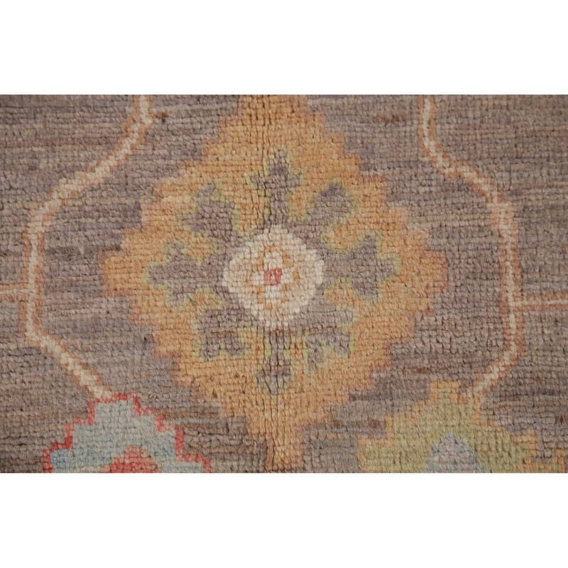 Hand Knotted Oriental 100% Wool Carpet Transitional All-Over Brown Oushak Area Rug - 9' 11'' X 8' 3''