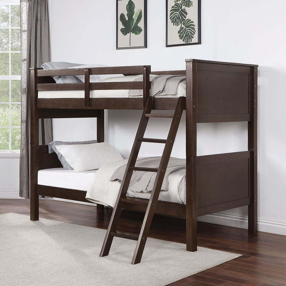 Dylan Transitional Walnut Solid Wood Convertible Bunk Bed by Furniture of America