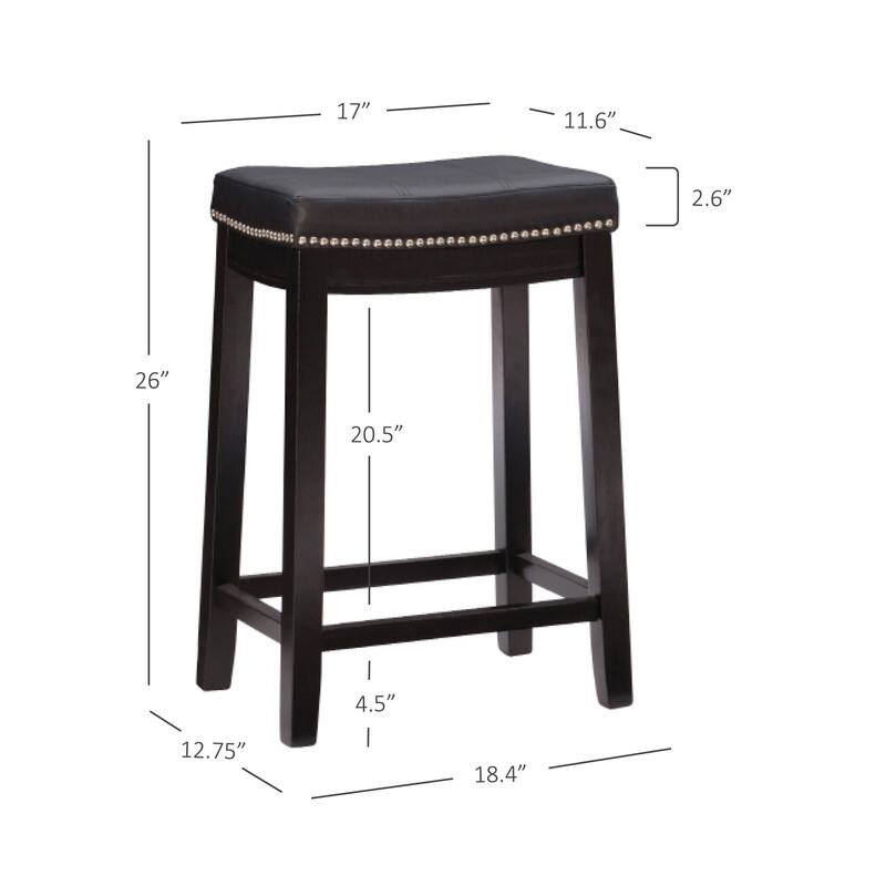 Linon Willamette Black Faux Leather Backless Counter Stool