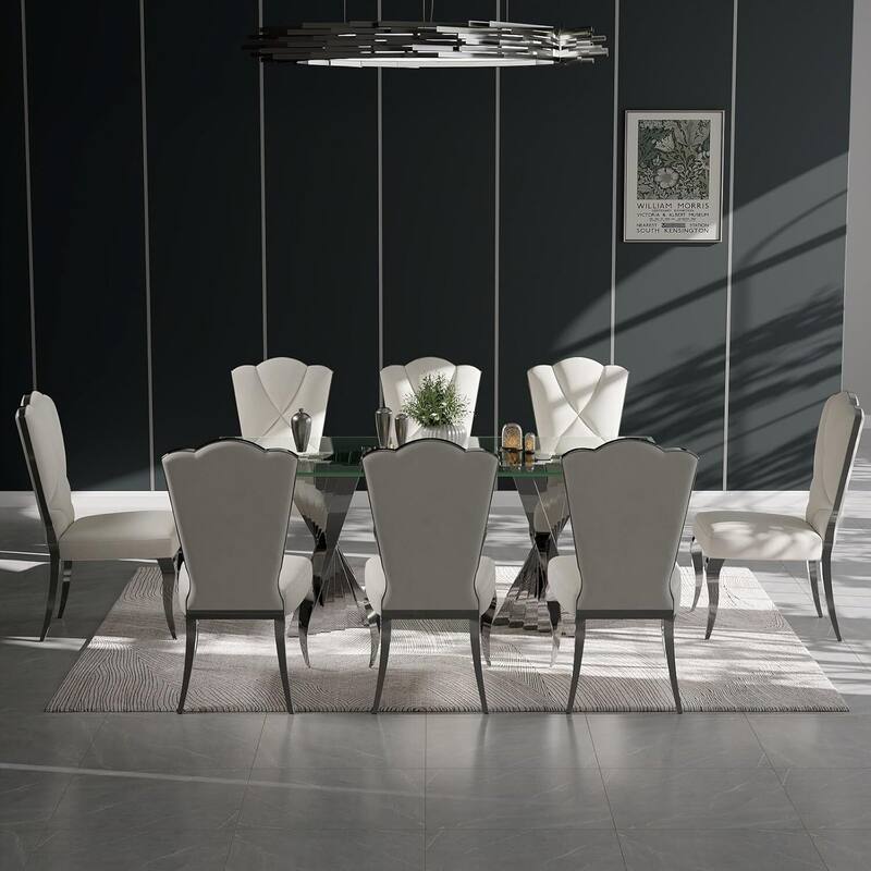 78 inch and 94 inch Glass Dinner Table Falcone Kitchen and Dining Table