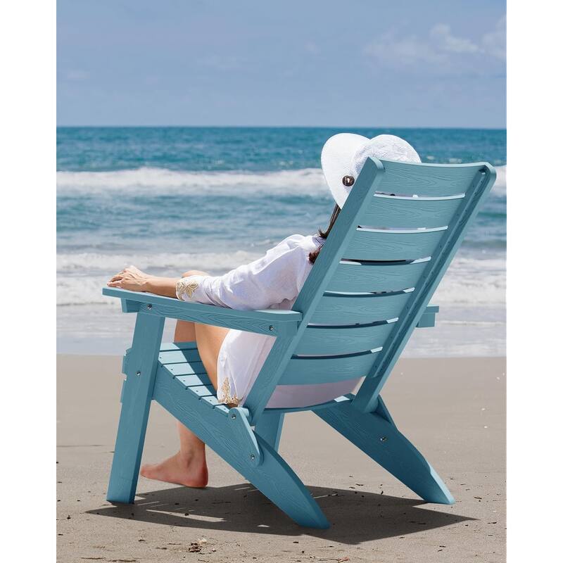 WINSOON HIPS Folding Adirondack Chairs with Arc Back & Cup Holder