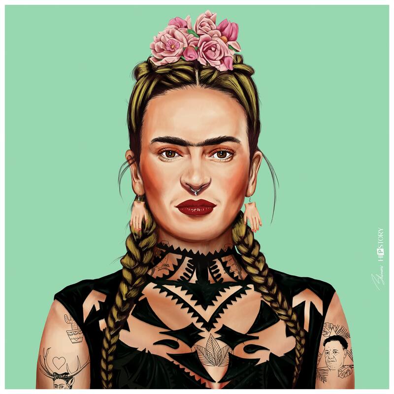 Empire Art Direct Hip Frida Kahlo Printed Tempered Glass Wall Art - Multi-Color