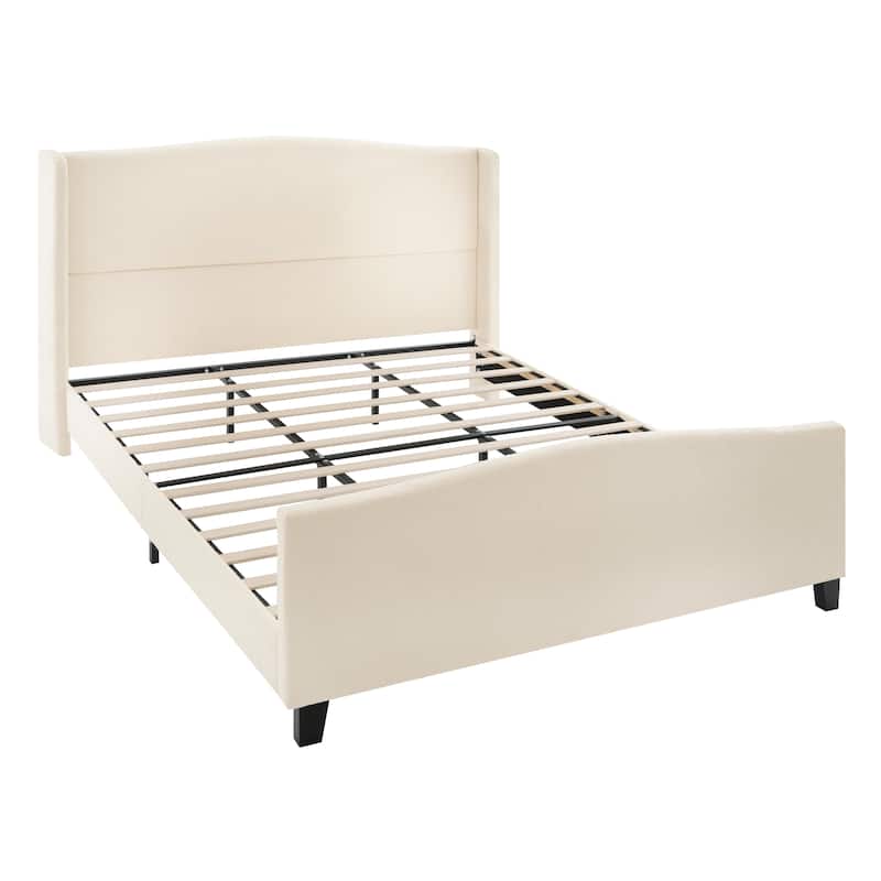 GDFStudio - Jane 49.21" High Back Upholstered Headboard Bed Frame with High Footboard