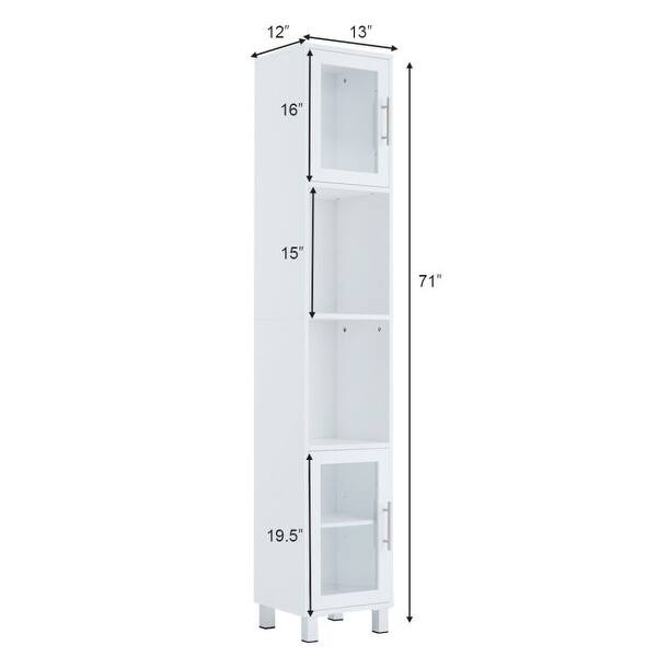 dimension image slide 0 of 3, 71" Organizer Bathroom Tall Tower Storage Cabinet - 13" x 12" x 71" (L x W x H)