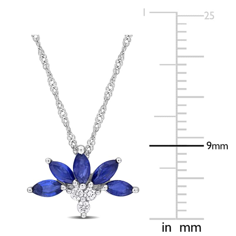 Miadora 3/5ct TGW Sapphire and Diamond Accent Delicate Floral Necklace 14k White Gold
