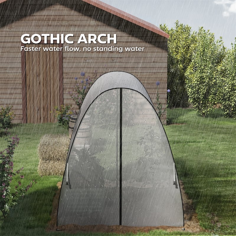 PE Steel Gothic Arch Mini Greenhouse with Roll-Up Doors