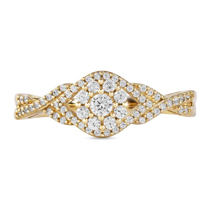 1/3ct TDW Diamond Cluster Engagement Ring in 10k Gold for Women