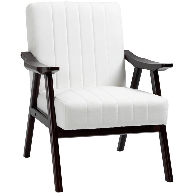 HOMCOM Accent Chair with Softness & Support, Upholstered Arm Chair for Living Room Furniture, Comfy Chair with Wood Legs