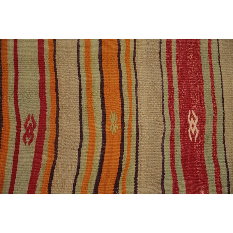 Hand Woven Oriental 100% Wool Carpet Southwestern Tribal Multi-Colored Kilim Area Rug - 8' 2'' X 4' 9''