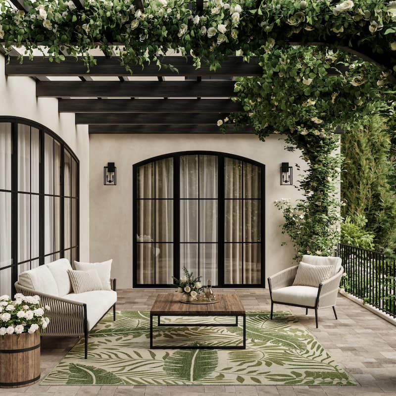 Nourison Garden Oasis Indoor/Outdoor Nature Area Rug - 9'x12' - Ivory/Green