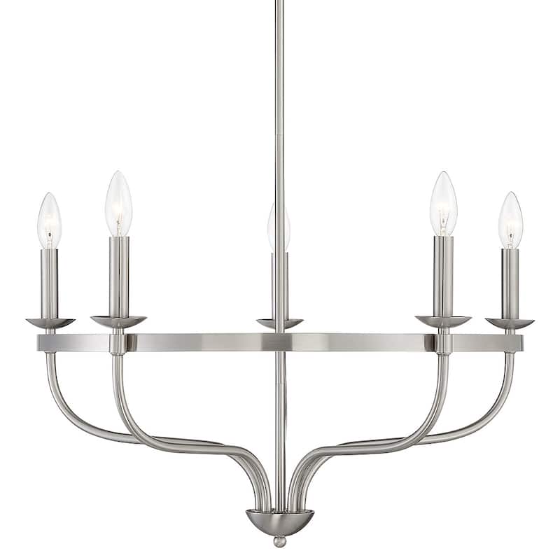 Meridian M10087 5 Light 27" Wide Taper Candle Style Chandelier - Brushed Nickel