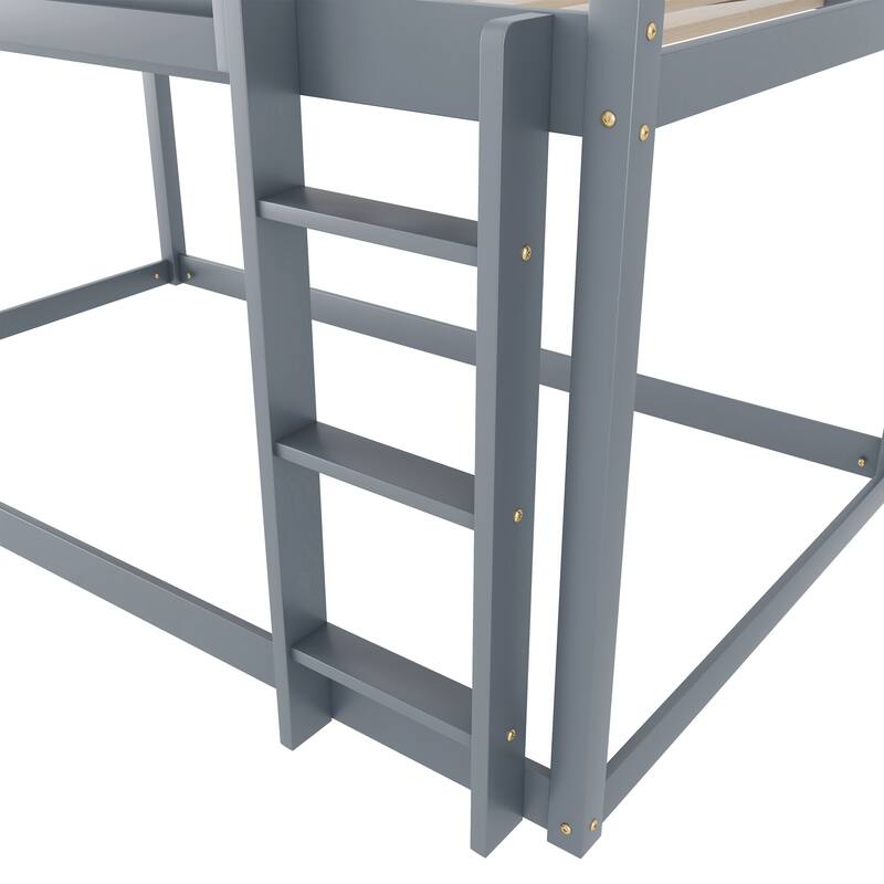 Rossetta Low Twin Over Twin Solid Wood Convertible Bunk Bed with Ladder