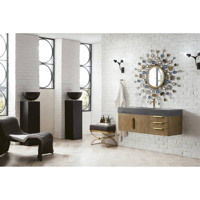 James Martin Vanities Mercer Island 48" Single Vanity, Latte Oak with Radiant Gold Hardware