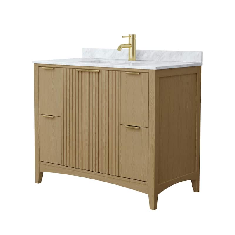 Wyndham Collection WCF9191-42S-CMUNSMXX Palmilla 42" Free Standing - Natural Oak / Brushed Gold Hardware