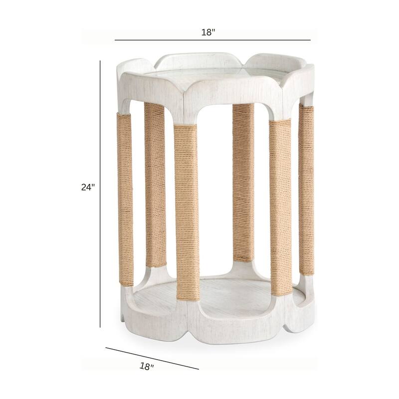 Magnussen Home Sunset Cove Moonlight Pearl Drum Table - 18''W x 18''D x 24''H