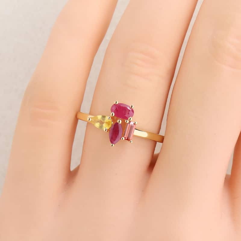 Miadora Multi-Gem Cluster Ring Sterling Silver