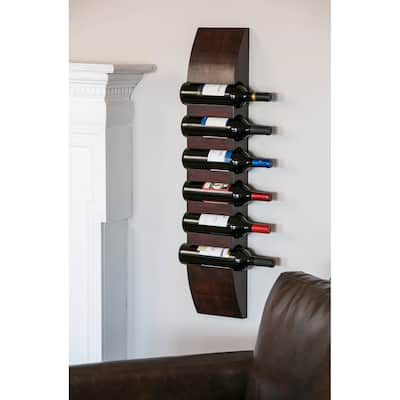 6-Bottle Asian Hardwood Wall Wine Rack