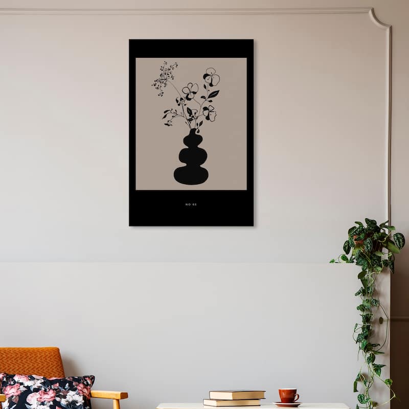 Wynwood Studio Canvas Floral and Botanical Number 65 Botanicals Black and Modern & Contemporary Wall Art Canvas Print - 30 x 20