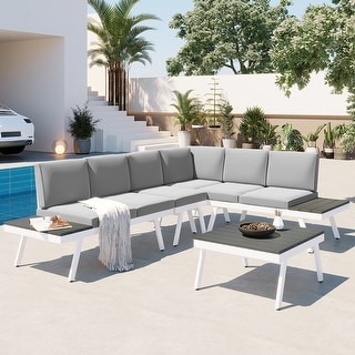 Low Profile Outdoor Sectional Sofa Reference: Modular 5 Piece Aluminum Outdoor Patio Sectional Sofa Set With