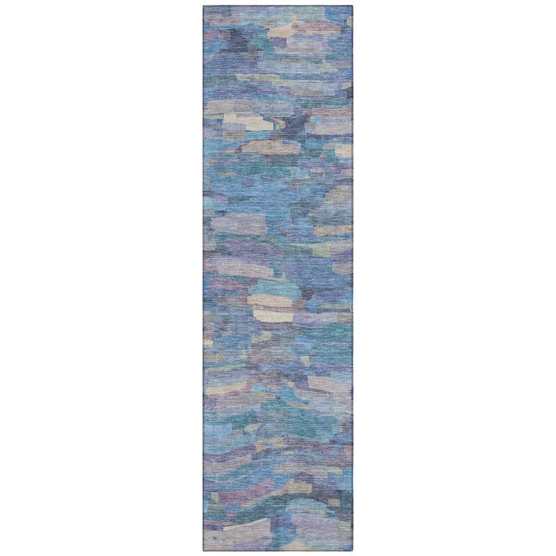 Machine Washable Indoor/ Outdoor Abstract Rock Chantille Rug