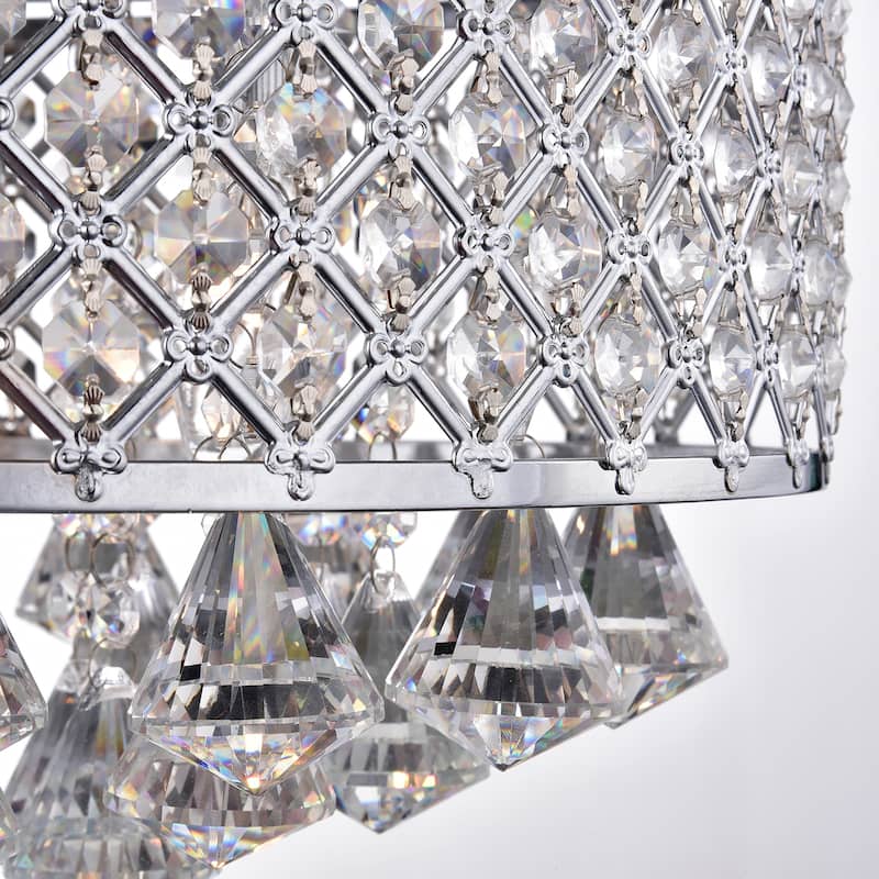 Caelus Chrome Metal and Crystal 4-light Semi Flush Mount Chandelier