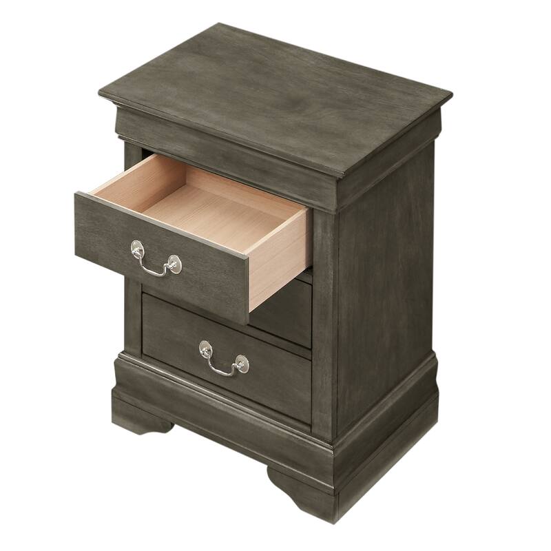 3-Drawer Wooden Nightstand - 29" - Gray