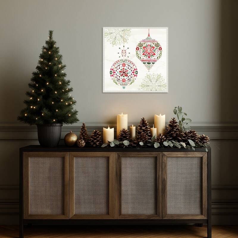 Festive Season VI by Dina June (22 x 22 in.), Framed Canvas Wall Art Print - Sylvie Beaded White