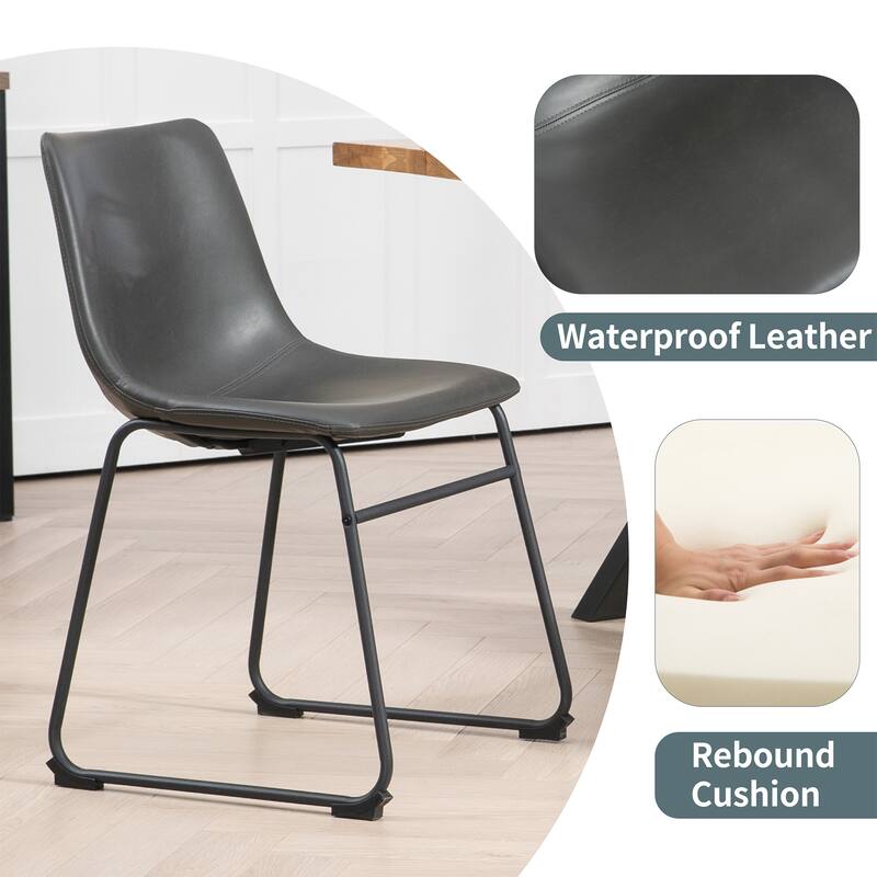 Adan Iron Frame Faux Leather Dining Chair (Set of 2)