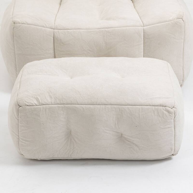 Oaks Aura Fluffy Bean Bag Chair, Super Soft Lazy Sofa Chair With Memory Foam And Ottoman, Indoor Modern Bean Bag Chair