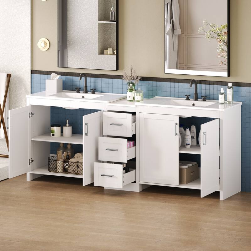 Christopher Knight Home - Vesper Ceramic Dual Sink 84" Vanity