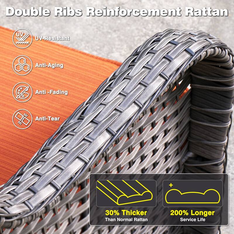 OVIOS 7-piece Patio Swivel Chair Set with 42" Fire Table