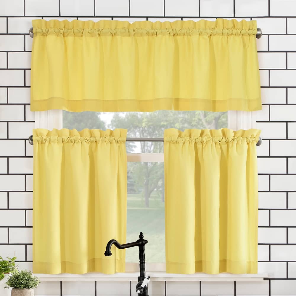 No. 918 Martine Microfiber Semi-Sheer Rod Pocket Kitchen Curtain Valance and Tiers Set