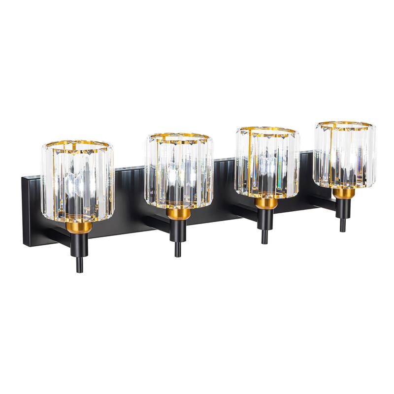 3/4/5-Light Modern Glam Dimmable Cylinder Crystal Wall Light Bathroom Vanity Light