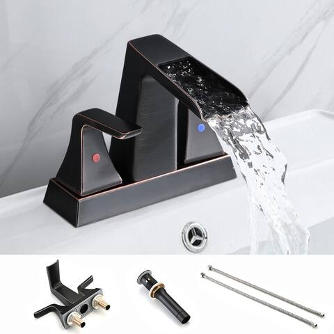 BATHLET Waterfall Bathroom Sink Faucet with Drain Assembly