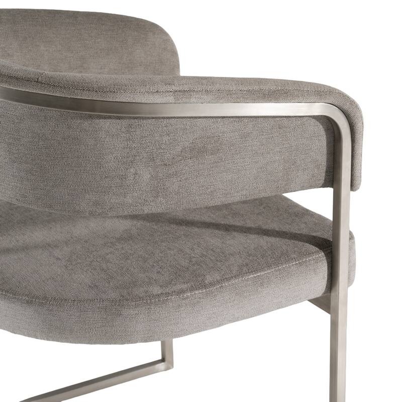 Modrest Sebastian Modern Grey Fabric & Stainless Steel Dining Chair