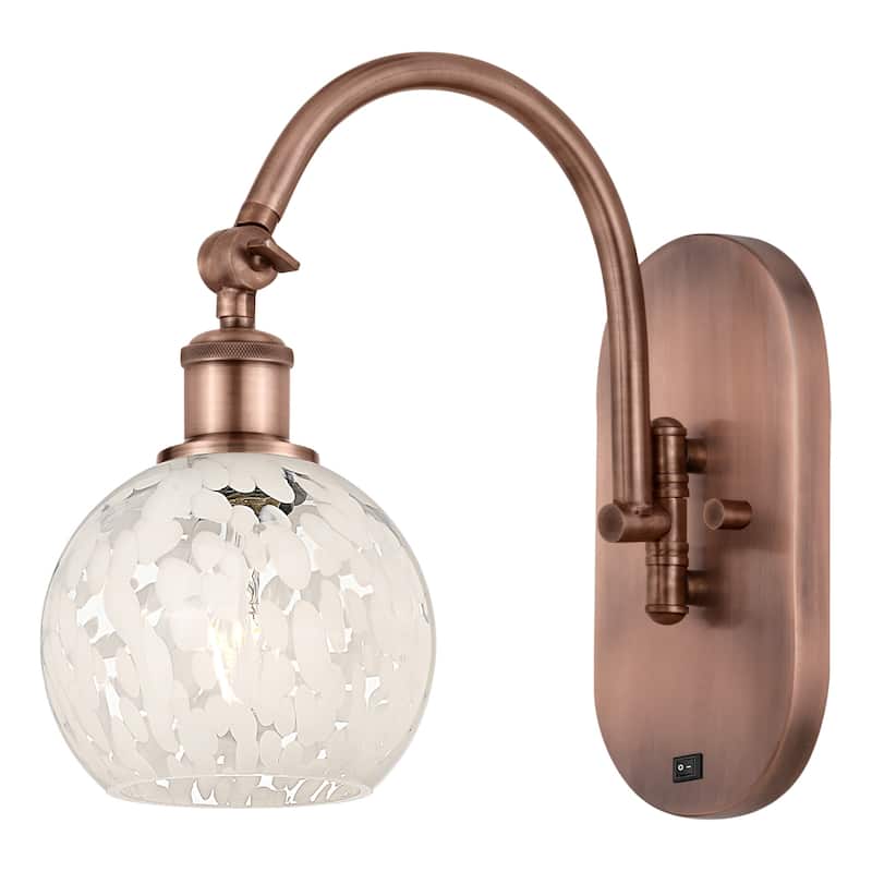 Innovations Lighting 518-1W-12-6-White Mouchette-Indoor Wall Sconce - Antique Copper / White Mouchette