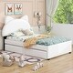 preview thumbnail 7 of 5, Twin Size Upholstered Platform Bed with Cartoon Ears Shaped Headboard and 2 Drawers, White