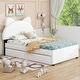 preview thumbnail 3 of 6, Twin Size Upholstered Platform Bed with Cartoon Ears Shaped Headboard and 2 Drawers,White