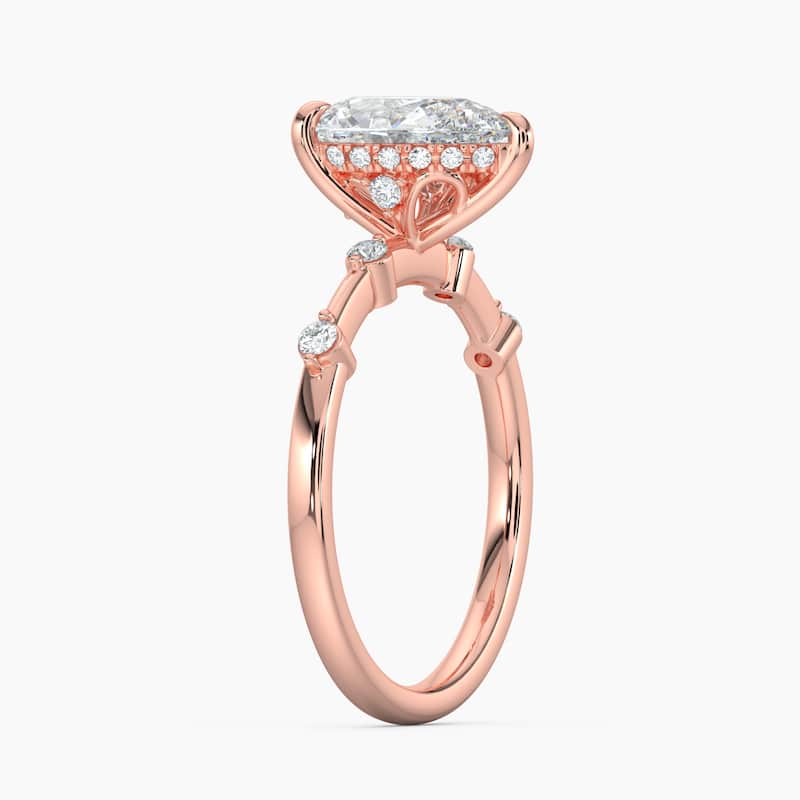 Auriya 14k Gold Petite Diamond Station Pear Lab Grown Hidden Halo Engagement Ring 1.00 to 5.00 ct. tw.(F-G, VS)